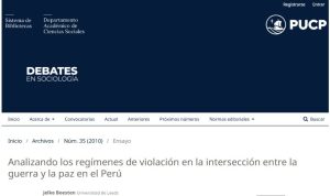 Analizando los regímenes de violación en la intersección entre la guerra y la paz en el Perú - Jelke Boesten